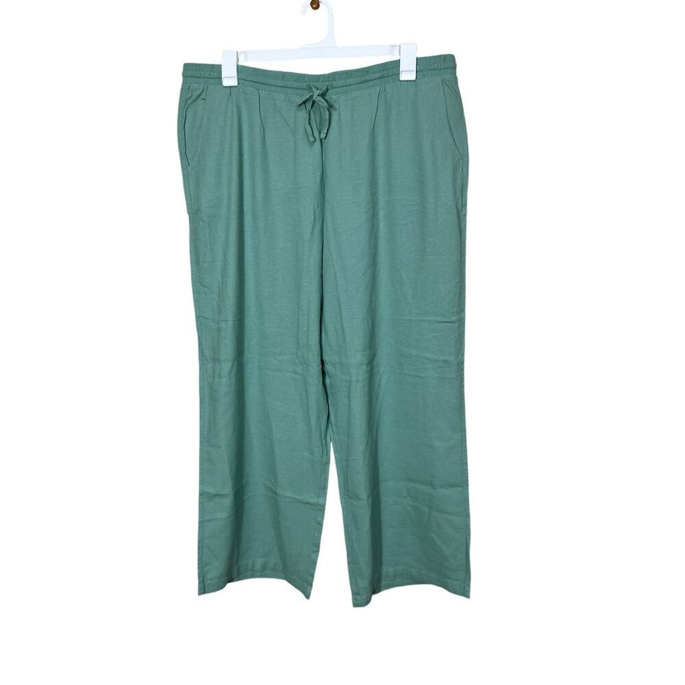 Gap Wide Leg Linen Pull On Granite Green Pants Size XL Brand New